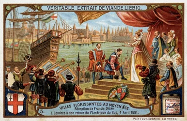 Cidades floridas da Idade Média: recepção de Francis Drake (1542-1596) em Londres (Inglaterra), no seu regresso da América do Sul, 4 de Abril