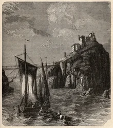 Fort de Bertheaume - Plougonvelin - Finistere - gravura em "PATRIE" - DESCRIÇÃO PECTURESSE DE LA FRANCE EN 6 VOLUES BY LUCIEN HUARD - final do século XIX