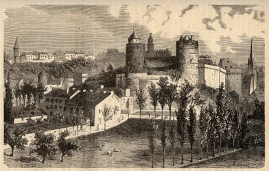 Fougeres vue generale - Bretagne - gravura em "PATRIE" - IMAGEM DE DESCRIÇÃOQUIREQUE DE LA FRANCE EN 6 VOLUES BY LUCIEN HUARD - final do século XIX