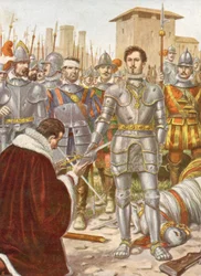 Francisco Ist dá a sua espada a Lannoy durante a batalha de Pavie