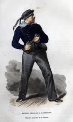Marinheiro francês pronto para a colisão. in "Histoire générale de la marine" de Van Tenac