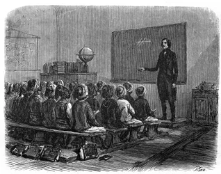 Escola de francês na Argélia em 1840.