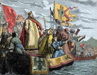 Travessia de Friedrich para a Ásia Menor - Frederic I chamado Frederic Barberousse (1122/25-1190) (Frederic I de Hohenstaufen) durante a 3ª Cruzada (1189).