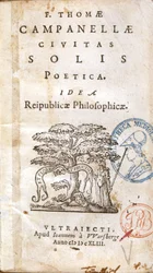 Frontispício da "Civitas Solis Poetica". Idea Reipublicae Philosophicae" de Tomaso Campanella