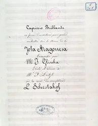 Frontispício de Capriccio brilhante sobre o tema de Jota Aragonese (Abertura espanhola nº 1) por Mikhail Glinka