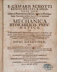 Frontispício da Mechanica Hydraulico Pneumatica por Gaspar Schott