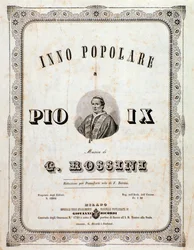 Frontispício da partitura Hino popular para Pio IX de Gioacchino Rossini