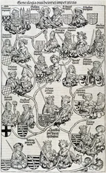 Genealogical arbore-chronicles de Nuremberga cerca de 1593.