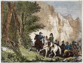 General Bonaparte (Napoleão I) e Pascal (Pasquale) Paoli (1725 - 1807), patriota da Córsega. Gravura do século XIX