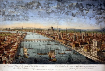 Vista geral da cidade de Londres, que inclui a parte mais próxima do Tamisa. 1800.