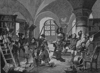 Guerra dos Camponeses Alemães (1524-1526): Agitação de agricultores em Roggenburg, Baviera, Alemanha