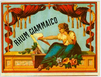 Anúncio de álcool Giammaico rum (Cromolitografia do final do século XIX)