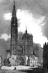 Arquitectura gótica: vista da Catedral Notre Dame (Notre Dame) Antuérpia (estilo gótico)