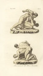 Atletas gregos competindo na arte marcial de Pankration