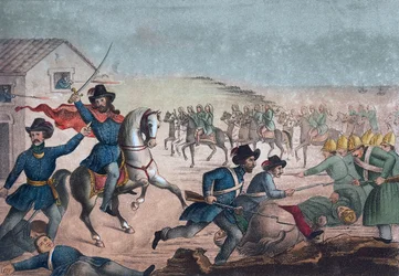 Guerra Grande: Garibaldi na Batalha de San Antonio, 8 de fevereiro de 1846 - Uruguai - Guerra Civil Uruguaia: Giuseppe Garibaldi durante a Batalha de San Antonio no Uruguai em 8 de fevereiro