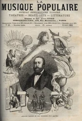 Gustave Nadaud (1820-1893), compositor francês e suas canções - gravação em "La musique populaire" ilustre jornal semanal - 1882