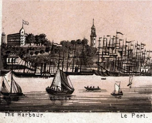 Hamburgo (Hamburgo), Alemanha: vista do porto (Harbour, Harbor). em "O mundo ilustra 168 vistas" Sem data (final do século XIX)