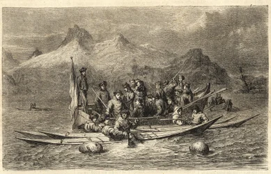 Harp Seal Hunt - Seal Hunt in Greenland - Engraving from "The Illustrous Universe" 1866