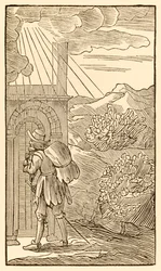 Aquele que vai entrar deve primeiro sem ficar batendo na porta ... dos peregrinos progredir deste mundo, para o que está por vir John Bunyan (1628-1688) O peregrino chega à entrada para