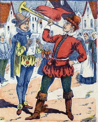 Herault publica a edição. Ilustração anônima do conto "Donkey Skin" de Charles Perrault (1628-1703), escritor francês. Imagery Marcel Vagne, Jarville Nancy, sem data (final do século XIX).