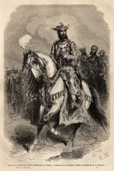 Sua Alteza Syadji Rao Scindia (1846-1886), Maharajah de Gwalior (atual Madhya Pradesh). Engravure pour illustrrer l