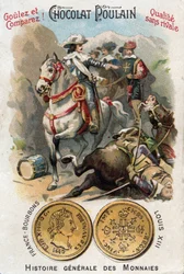 História da França: Guerra da Sucessão de Mântua (1628-1631) durante a Guerra dos Trinta Anos. A batalha do Pas de Suze (Susa) representando o Rei Luís XIII (1601-1643) e o Cardeal Richelieu (Armand Jean du Plessis