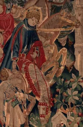 História de Saint Piat e Saint Eleuthère, Cena 8, Centro de Pormenores. Cavaleiros.