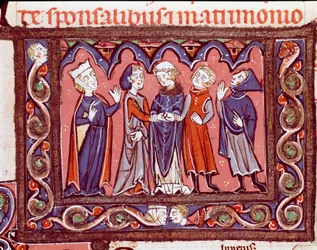 História do direito canônico: "Cerimônia de casamento" Miniatura de "Decretales" de Giovanni d