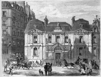Hotel Carnavalet na rua que se chamava então Cultura Sainte Catherine em Paris hoje Musee Carnavalet rue de Sevigne no bairro de Marais. Gravura no "L