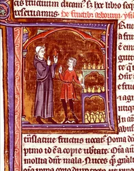 Como armazenar pêras Miniatura do manuscrito "Speculum historiale" (Le Mirror historiale) de Vincent de Beauvais (1184/94-1264) Século XIII Laon, biblioteca municipal