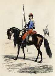 Caçador da África a cavalo, regimento formado em 1831 e presente na Argélia em 1832, em "L