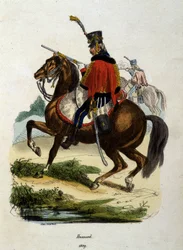 Cavalo Hussard da Armee Napoleônica - Gravura
