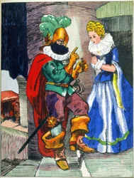 Ilustração para "Blue Beard Tales" de Perrault, início do século XX (gravura)