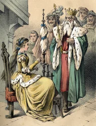 Ilustração dos contos de Franz Hoffmann "Tales et Fables - Weifsh¿ndchen und Breitf¿fschen". Cromolitografia do século XIX.
