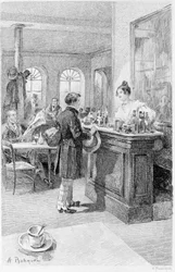 Ilustração de «O Vermelho e o Negro». Stendhal. 1831. Gravura do final do século XIX.