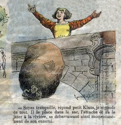 Ilustração do final do século XIX para o conto de Hans Christian Andersen (1805-1875) "Grand Claus and Little Claus" (Klaus). Coleção particular.