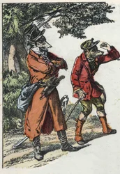 Ilustração do conto "Good Mom Mom Sheep". Em "Contos da casa para os pequenos". Gravura anónima do século XIX.