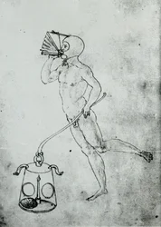 Em um volume de Francesco di Giorgio aparece este desenho retratando um fole para respirar debaixo d