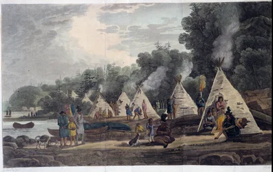 Indian Camp; em "Travels through Canada", de George Heriot, ed. Londres