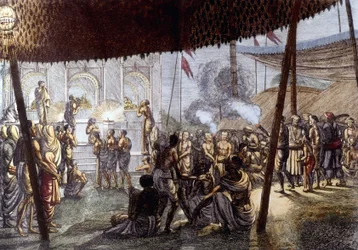 Cultura e Civilização Indiana: Festa de Amor de Krishna, Índia. Gravura de 1808.