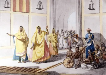 Cultura e civilização indiana: dançarino e música tradicional, Índia.