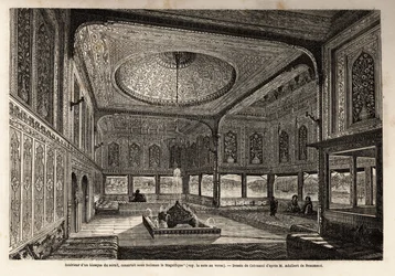 Dentro de um quiosque do serail em Constantinopla (atual Istambul), construído sob Soliman o Magnífico ou Suleyman 1º (1495-1566)