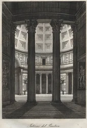 Interior do Panteão, Roma - gravura de «Usi e Costumi di Tutti i Popoli dell