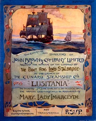 Convite a Lord Stalbridge para assistir ao lançamento do RMS Lusitania