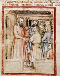 Jacob e seus doze filhos Miniatura do códice 212 (ou códice padovano ou Bíblia de Pádua) 1390-1400 Rovigo, Accademia dei Concordi