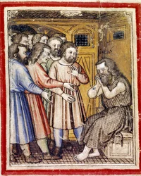 Jacob lamenta o desaparecimento de seu filho Joseph Miniature do Codex 212 (ou padovano ou Bíblia de Pádua) 1390-1400 Rovigo, Accademia dei Concordi