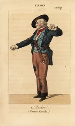 Jean-Baptiste Firmin como André no melodrama Pauvre Famille de Benjamin e Melchior no Theatre de lAmbigu Comique