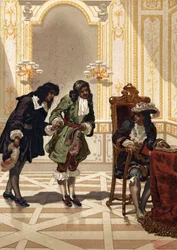 Jean Baptiste (Jean-Baptiste) Colbert (1619-1683) apresenta Jean Dominique Cassini (1625-1712), astrónomo francês. depois de "La Ciencia y sus Hombres par Louis Figuier". Barcelona 1881