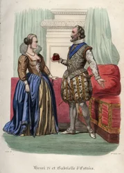 Rei Henrique IV (Henrique IV) da França (1553-1610) e sua amante Gabrielle d