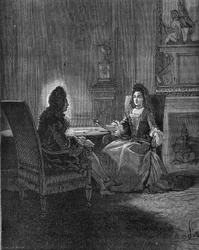 Rei Luís XIV (1638-1715) falando com sua futura esposa, Madame de Maintenon (Françoise d